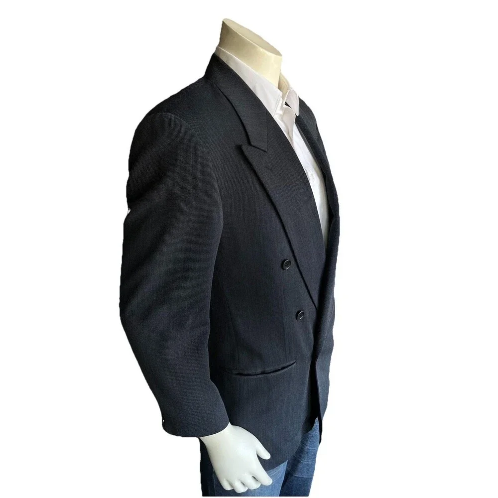 Vestimenta (Armani) Men 38 Blazer Wool Double Breasted Birdseye Sport Coat Italy